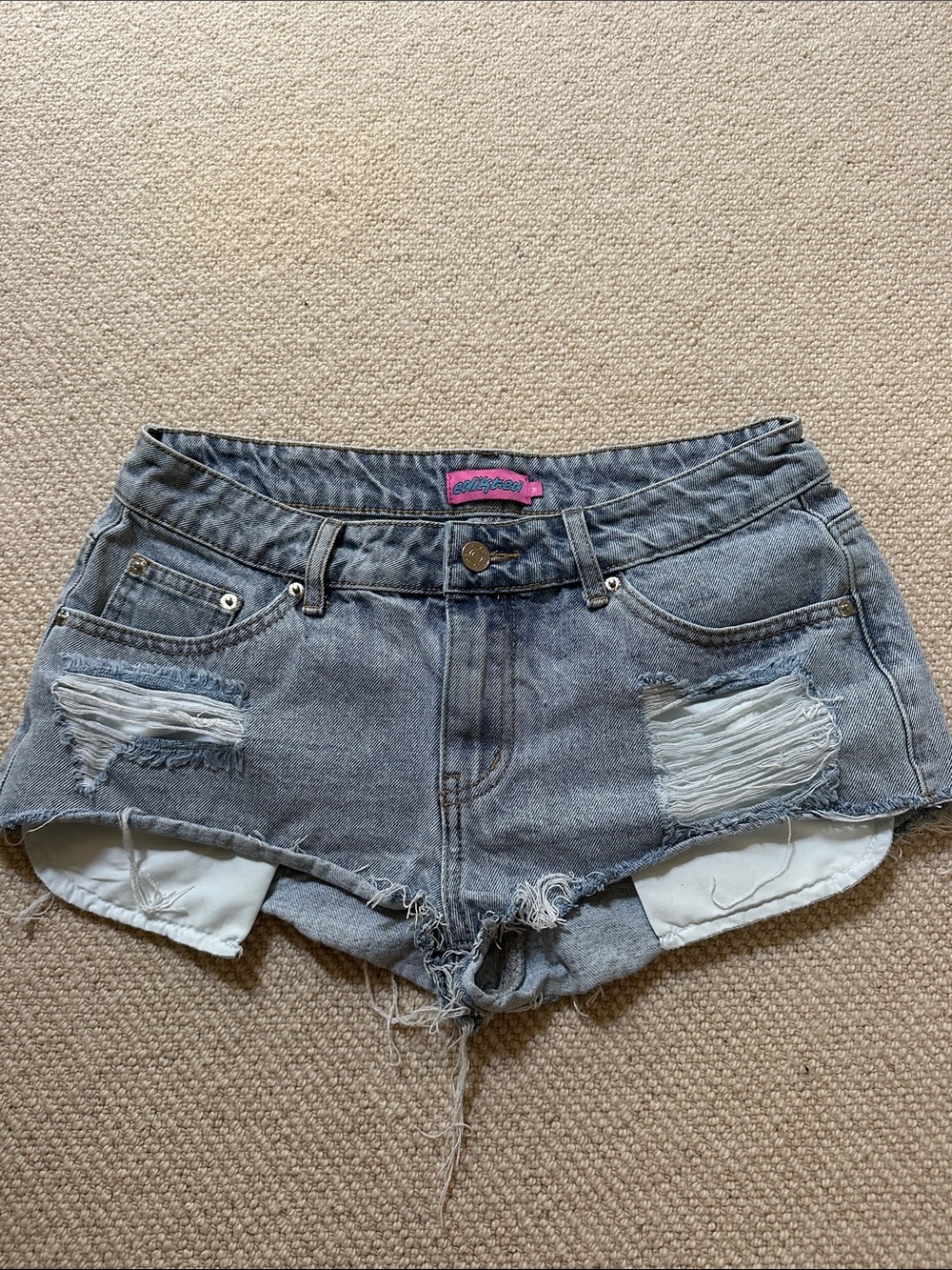 Edikted Light Blue Denim Women's Shorts